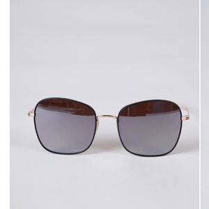 Krewe Sabine matte black and rose gold mirrored polarized sunglasses